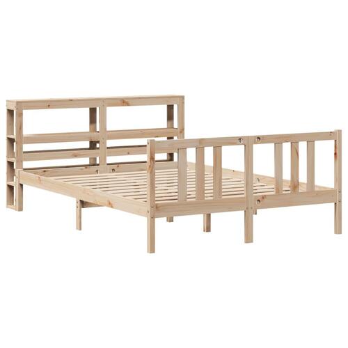 Sengeramme med sengegavl 140x190 cm massivt fyrretræ