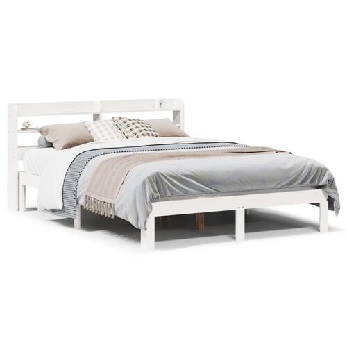 Sengeramme med sengegavl 120x190 cm massivt fyrretræ hvid