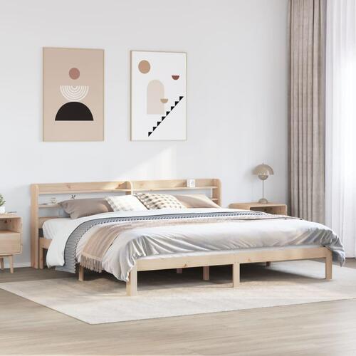Sengeramme med sengegavl 180x200 cm massivt fyrretræ