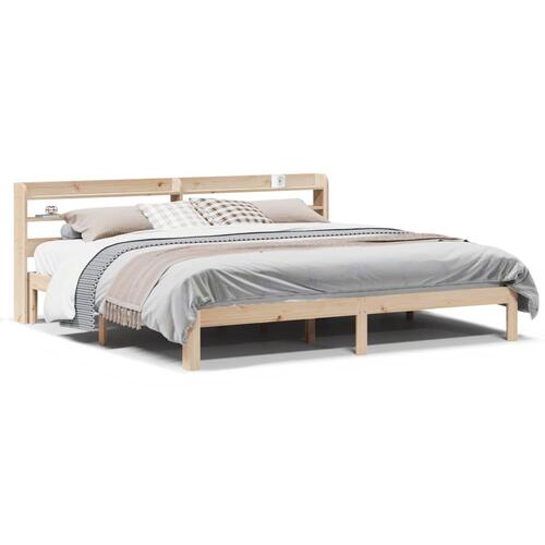 Sengeramme med sengegavl 200x200 cm massivt fyrretræ