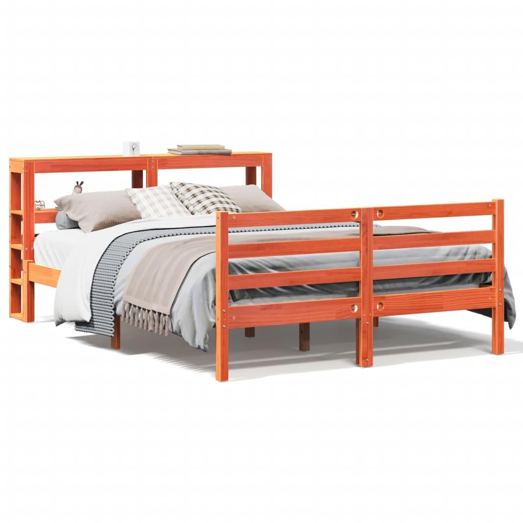Sengeramme uden madras 150x200 cm massivt fyrretræ gyldenbrun