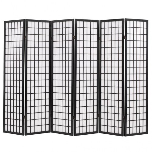 Foldbar 6-panels rumdeler japansk stil 240 x 170 cm sort
