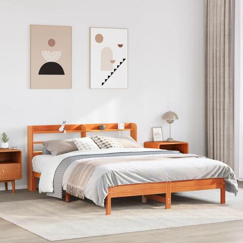 Sengeramme uden madras 140x200 cm massivt fyr gyldenbrun