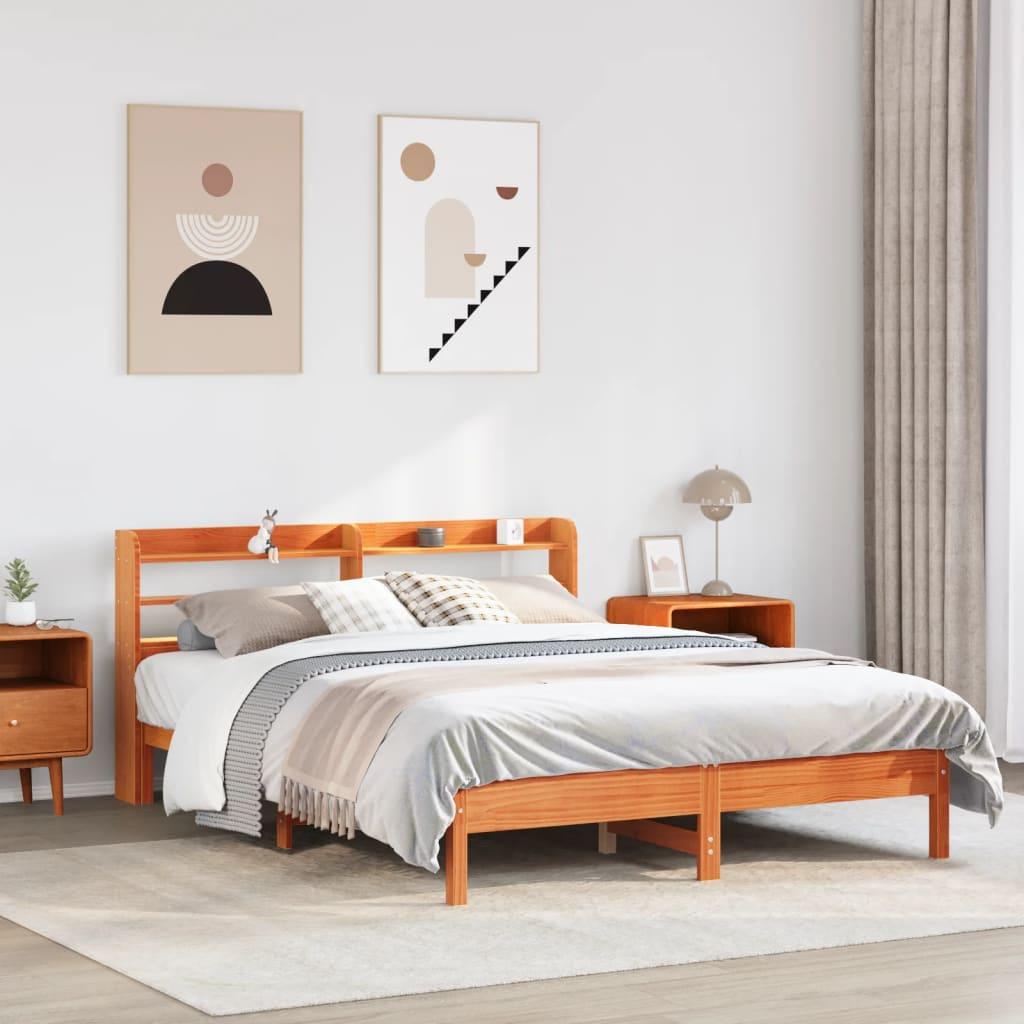 Sengeramme uden madras 140x200 cm massivt fyr gyldenbrun