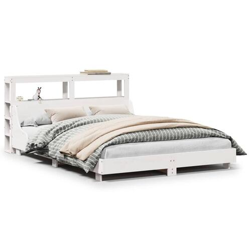 Sengeramme uden madras 140x190 cm massivt fyrretræ hvid