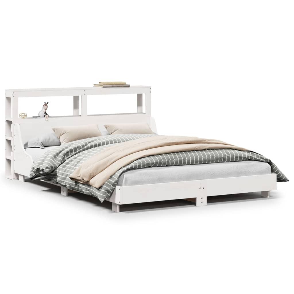 Sengeramme uden madras 140x190 cm massivt fyrretræ hvid
