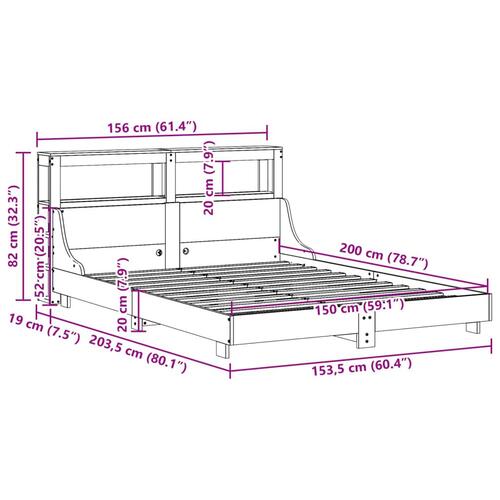 Sengeramme uden madras 150x200 cm massivt fyrretræ gyldenbrun
