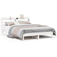 Sengeramme uden madras 140x190 cm massivt fyrretræ hvid