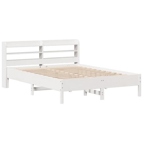 Sengeramme uden madras 140x190 cm massivt fyrretræ hvid