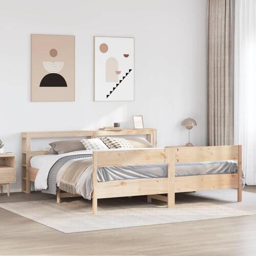 Sengeramme uden madras 200x200 cm massivt fyrretræ