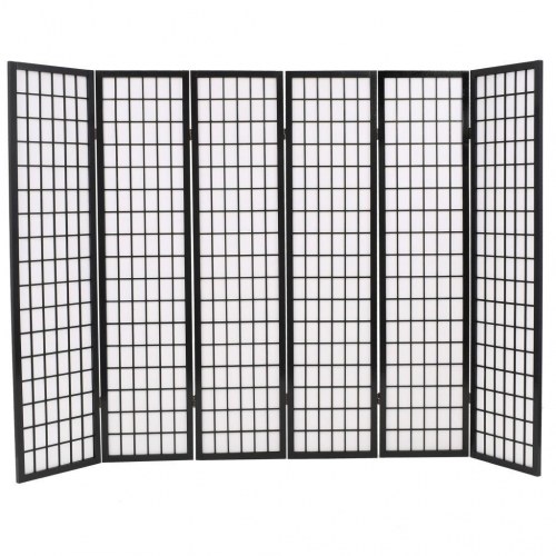 Foldbar 6-panels rumdeler japansk stil 240 x 170 cm sort