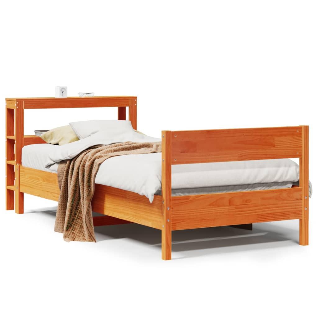 Sengeramme uden madras 90x200 cm massivt fyrretræ gyldenbrun