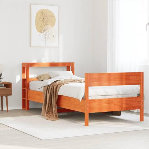 Sengeramme uden madras 90x200 cm massivt fyrretræ gyldenbrun