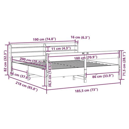 Sengeramme uden madras 180x200 cm massivt fyrretræ gyldenbrun