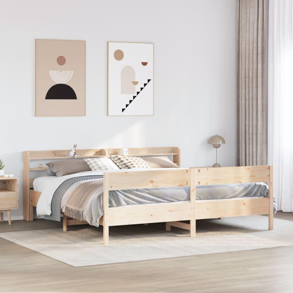 Sengeramme uden madras 200x200 cm massivt fyrretræ