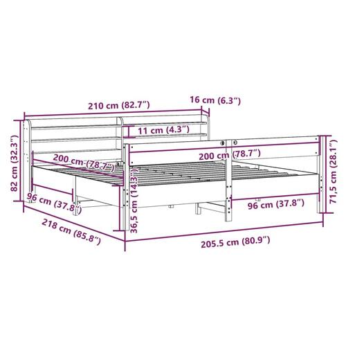Sengeramme uden madras 200x200 cm massivt fyrretræ