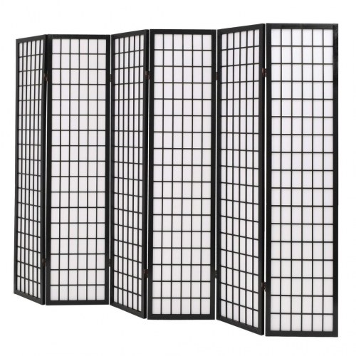 Foldbar 6-panels rumdeler japansk stil 240 x 170 cm sort