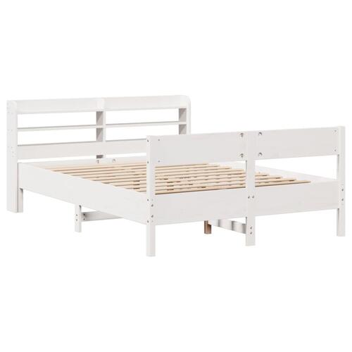 Sengeramme uden madras 135x190 cm massivt fyrretræ hvid