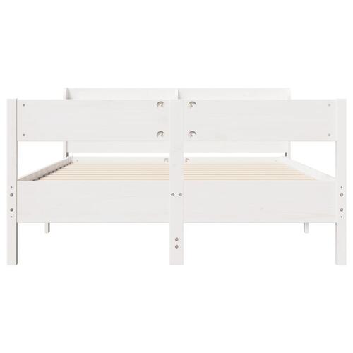 Sengeramme uden madras 135x190 cm massivt fyrretræ hvid