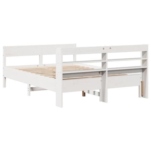 Sengeramme uden madras 135x190 cm massivt fyrretræ hvid