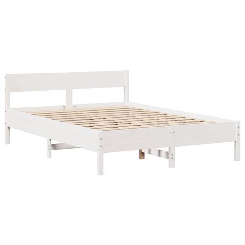 Sengeramme uden madras 135x190 cm massivt fyrretræ hvid