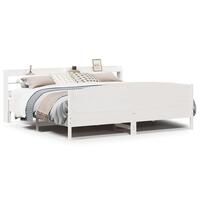 Sengeramme uden madras 200x200 cm massivt fyrretræ hvid