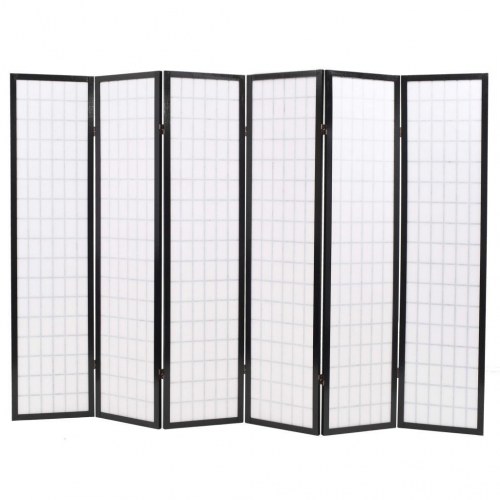 Foldbar 6-panels rumdeler japansk stil 240 x 170 cm sort