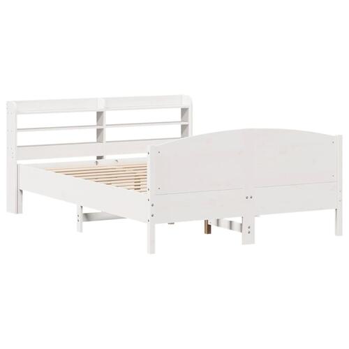 Sengeramme uden madras 135x190 cm massivt fyrretræ hvid