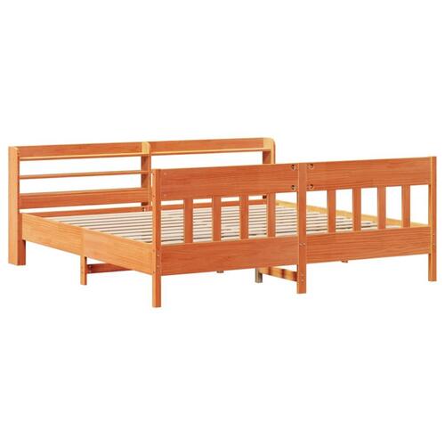 Sengeramme uden madras 200x200 cm massivt fyrretræ gyldenbrun