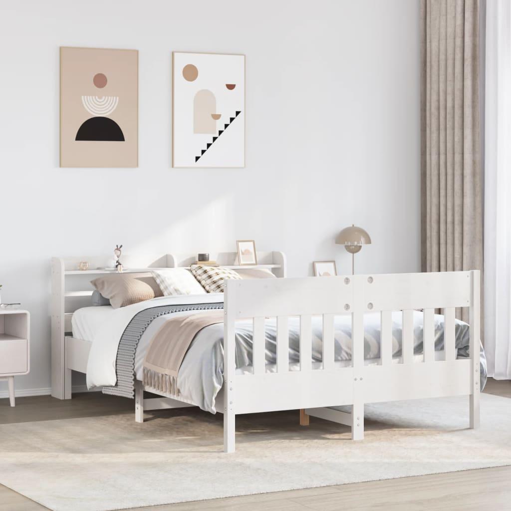 Sengeramme uden madras 160x200 cm massivt fyrretræ hvid