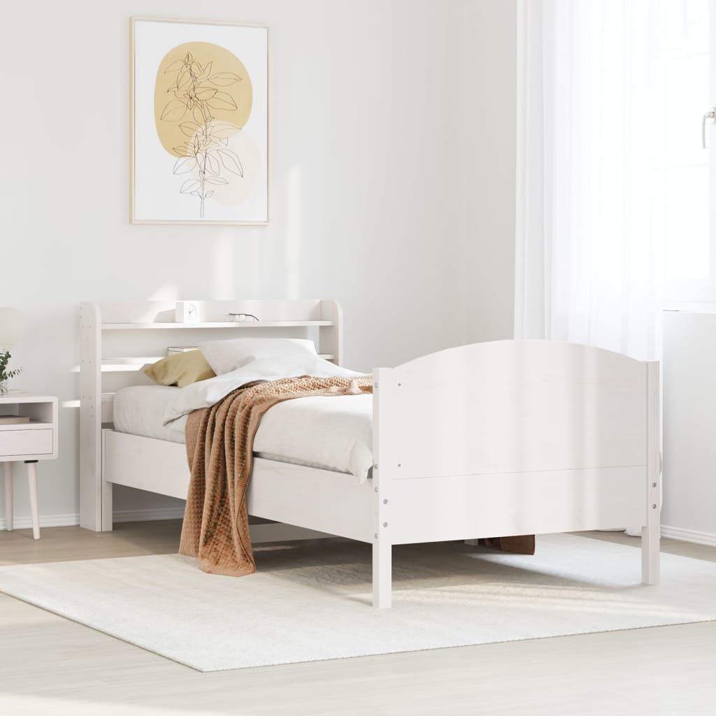 Sengeramme uden madras 90x190 cm massivt fyrretræ hvid
