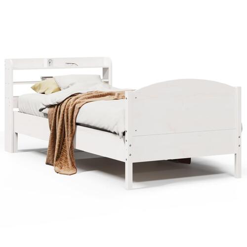 Sengeramme uden madras 90x190 cm massivt fyrretræ hvid