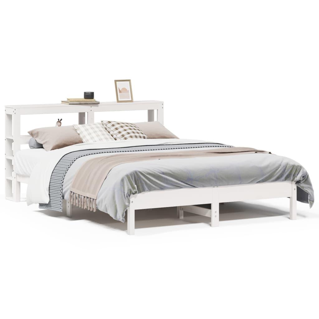 Sengeramme uden madras 140x200 cm massivt fyrretræ hvid