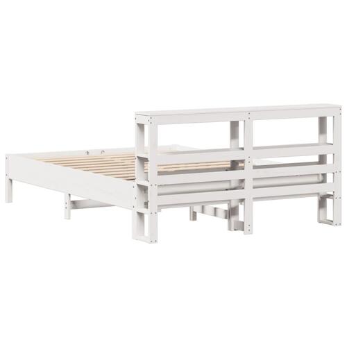 Sengeramme uden madras 140x200 cm massivt fyrretræ hvid