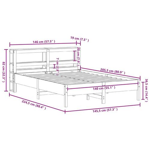 Sengeramme uden madras 140x200 cm massivt fyrretræ hvid