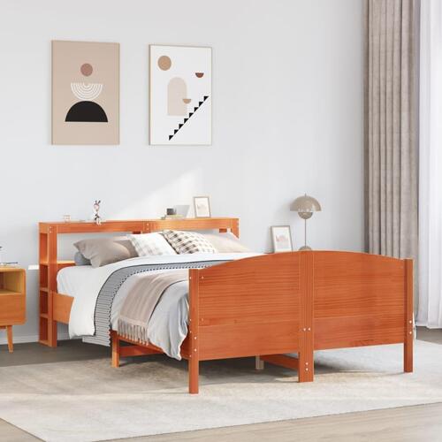 Sengeramme uden madras 150x200 cm massivt fyrretræ gyldenbrun