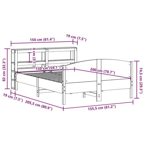 Sengeramme uden madras 150x200 cm massivt fyrretræ gyldenbrun