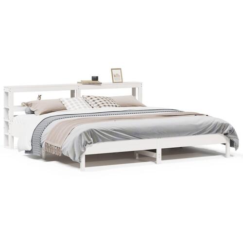 Sengeramme uden madras 200x200 cm massivt fyrretræ hvid