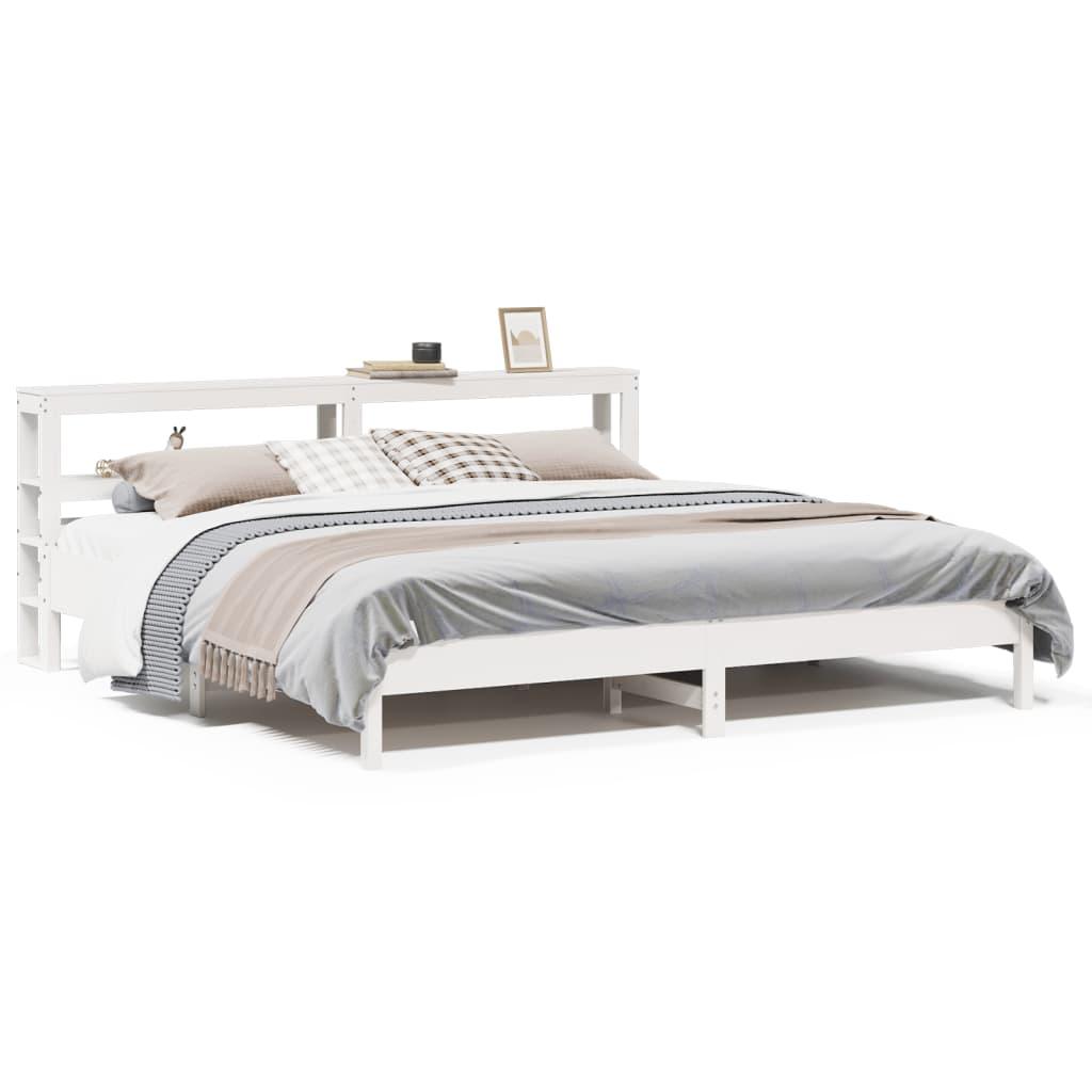 Sengeramme uden madras 200x200 cm massivt fyrretræ hvid