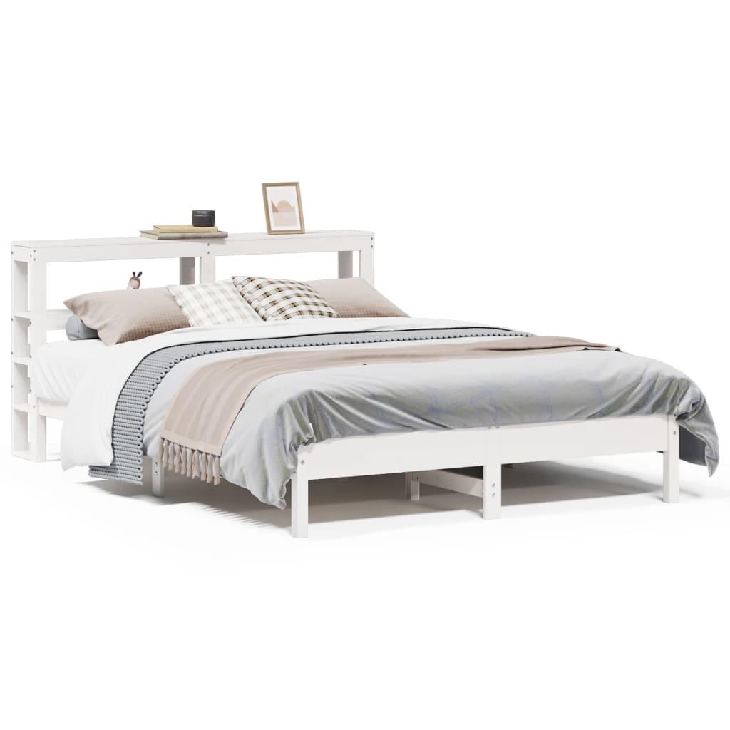 Sengeramme uden madras 140x190 cm massivt fyrretræ hvid