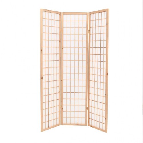 Foldbar 3-panels rumdeler japansk stil 120 x 170 cm naturfarvet