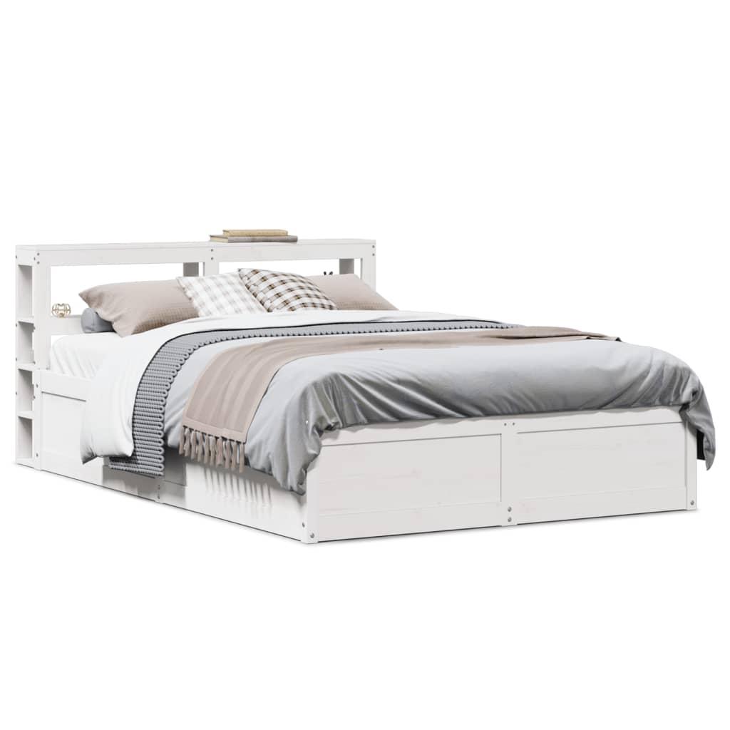 Sengeramme med sengegavl 120x190 cm massivt fyrretræ hvid billede