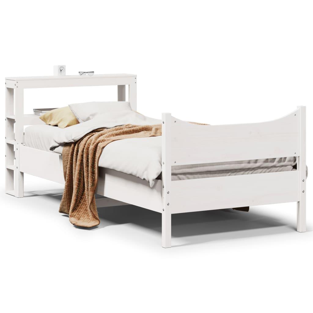 Sengeramme med sengegavl 75x190 cm massivt fyrretræ hvid billede