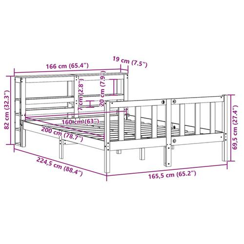 Sengeramme uden madras 160x200 cm massivt fyrretræ