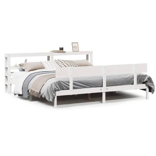 Sengeramme uden madras 200x200 cm massivt fyrretræ hvid