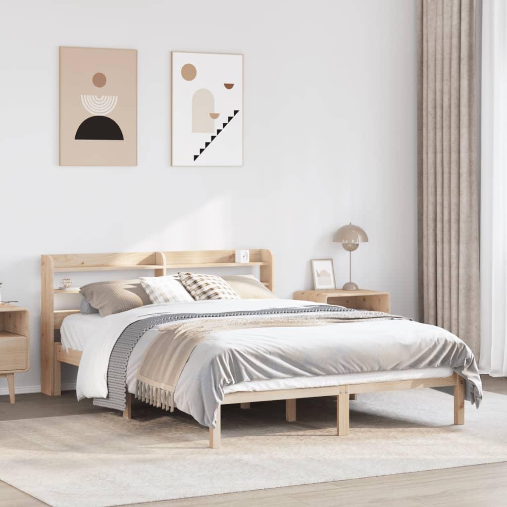 Sengeramme uden madras 135x190 cm massivt fyrretræ hvid