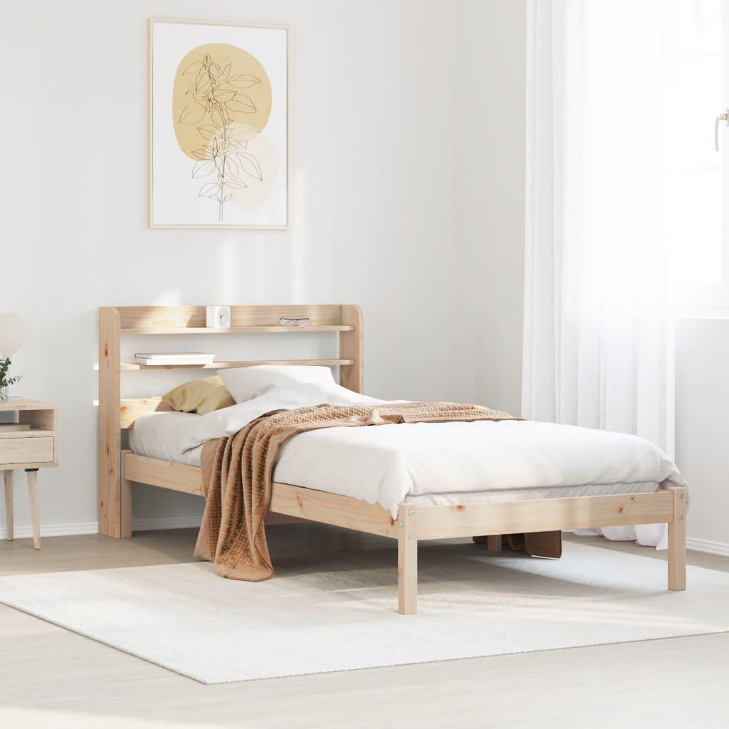 Sengeramme uden madras 90x190 cm massivt fyrretræ billede