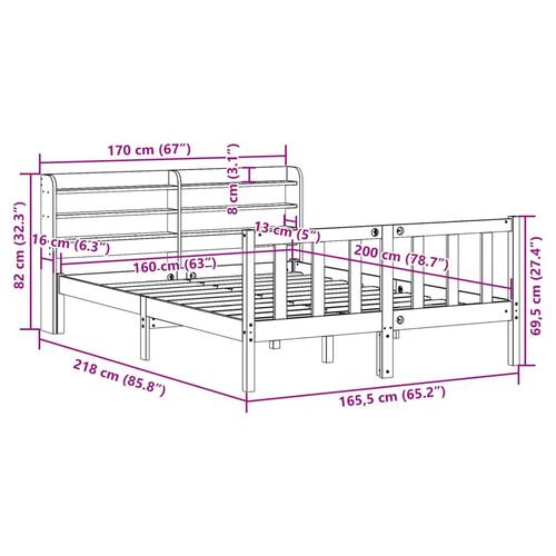 Sengeramme uden madras 160x200 cm massivt fyrretræ