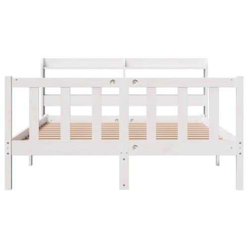 Sengeramme uden madras 135x190 cm massivt fyrretræ hvid