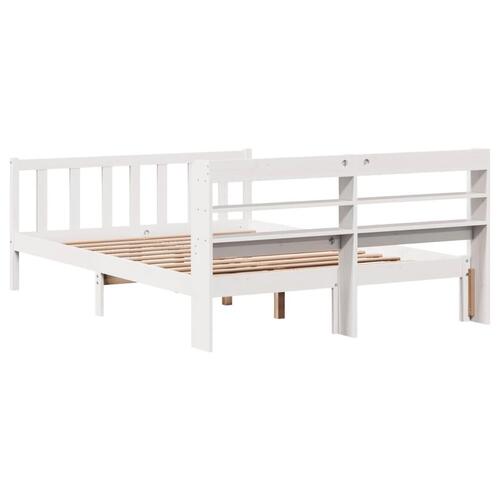 Sengeramme uden madras 135x190 cm massivt fyrretræ hvid